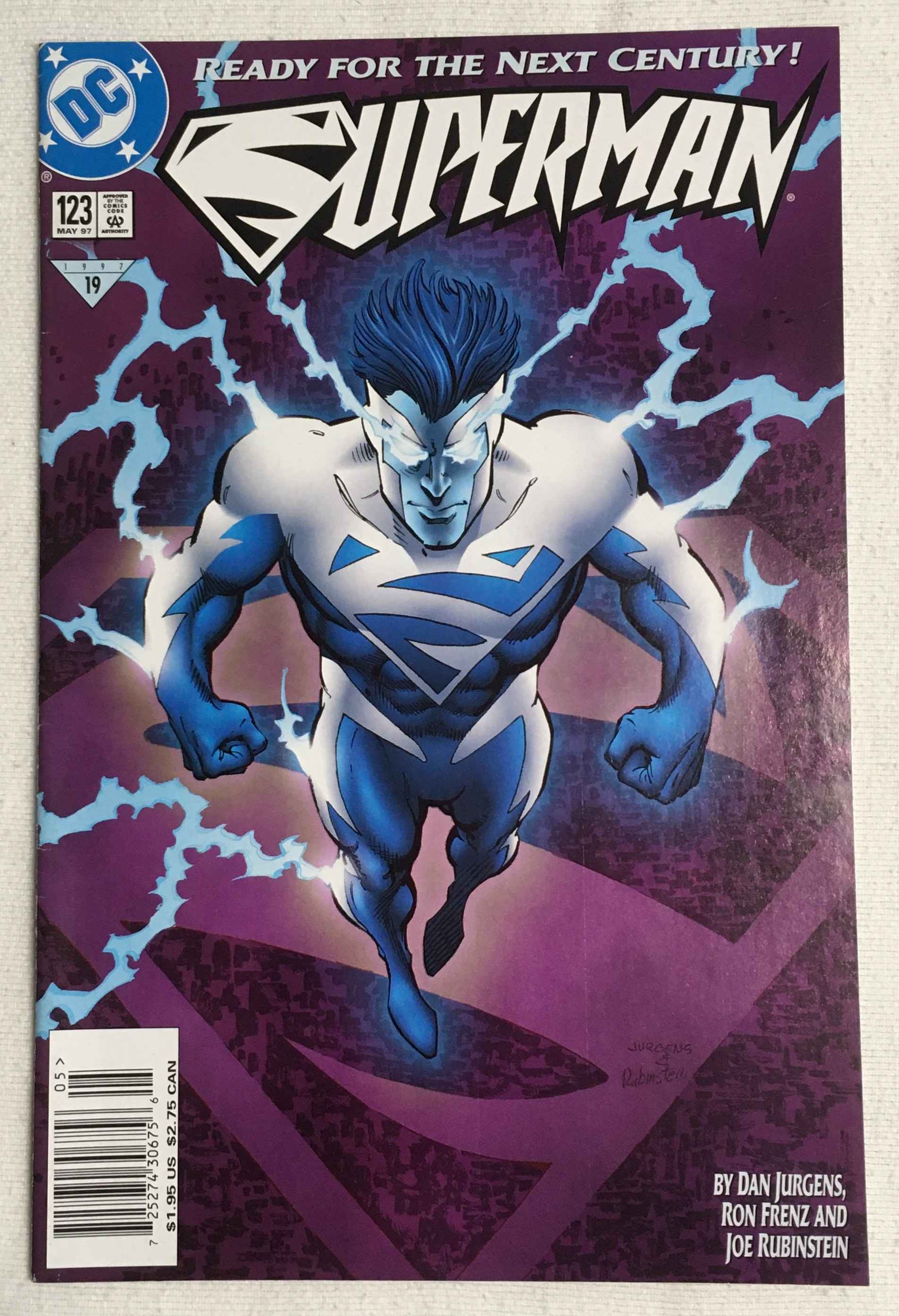 Superman - Superman Reborn - 1st Appearance of Electric Blue Superman - 2nd Print Variant - No. 123 - May 1997