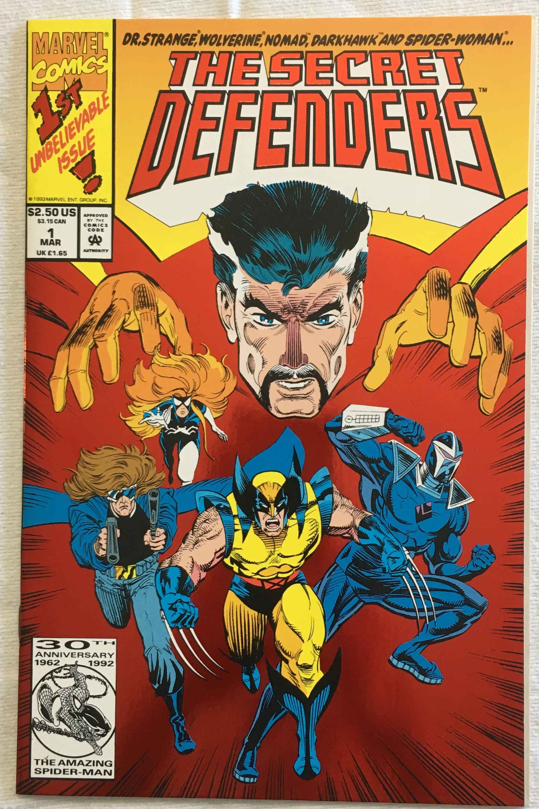 The Secret Defenders - A Gathering of Heroes - Volume 1 - No. 1 - Variant Foil Cover - March 1993 

